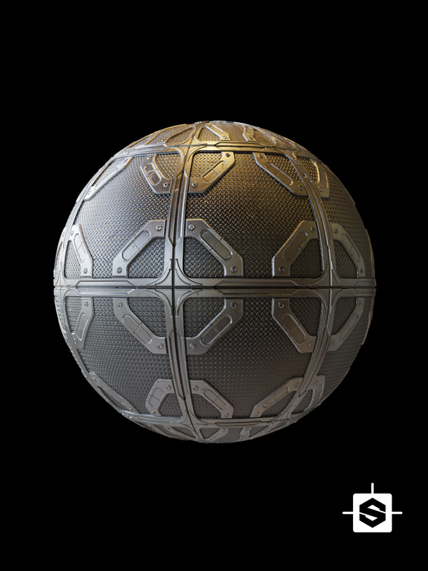 free seamless pbr metal plate scifi texture