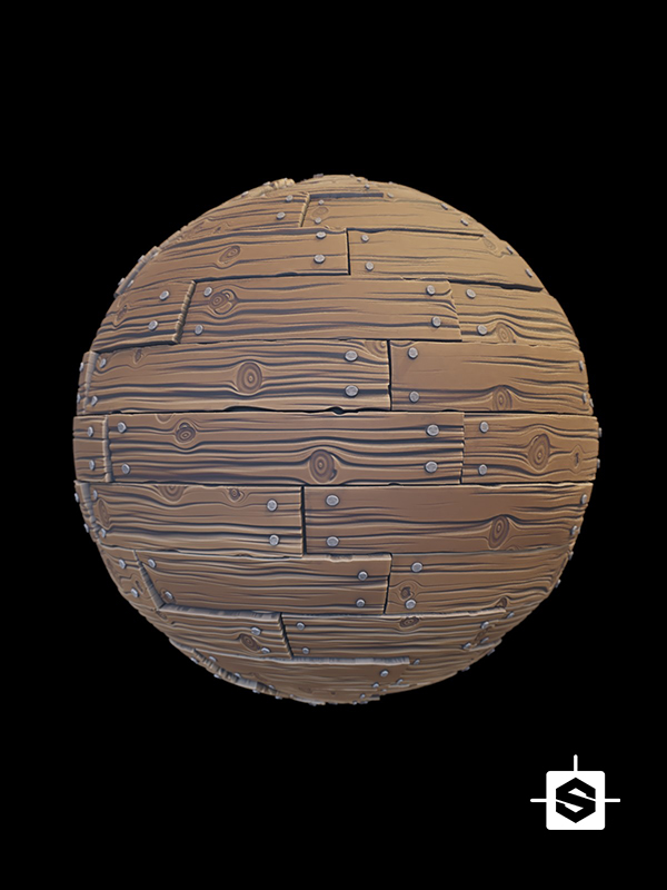 stylized hand painted wood planks nails