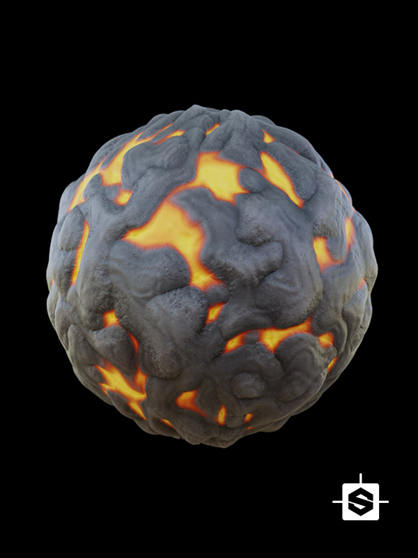 stylized lava rocks volcano handpainted