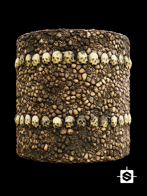 catacombs wall stones rocks medieval bones skulls