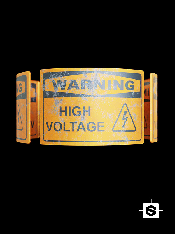 warning sign high voltage metal metallic