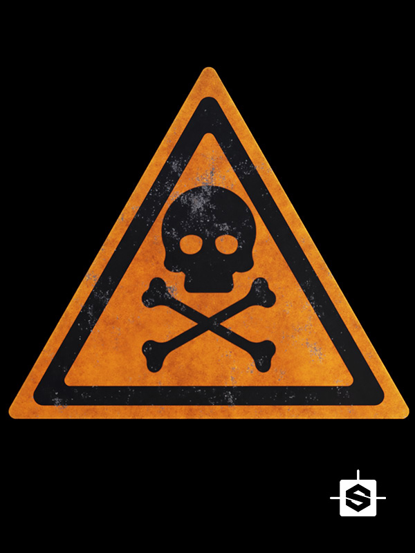 warning sign poison metal metallic